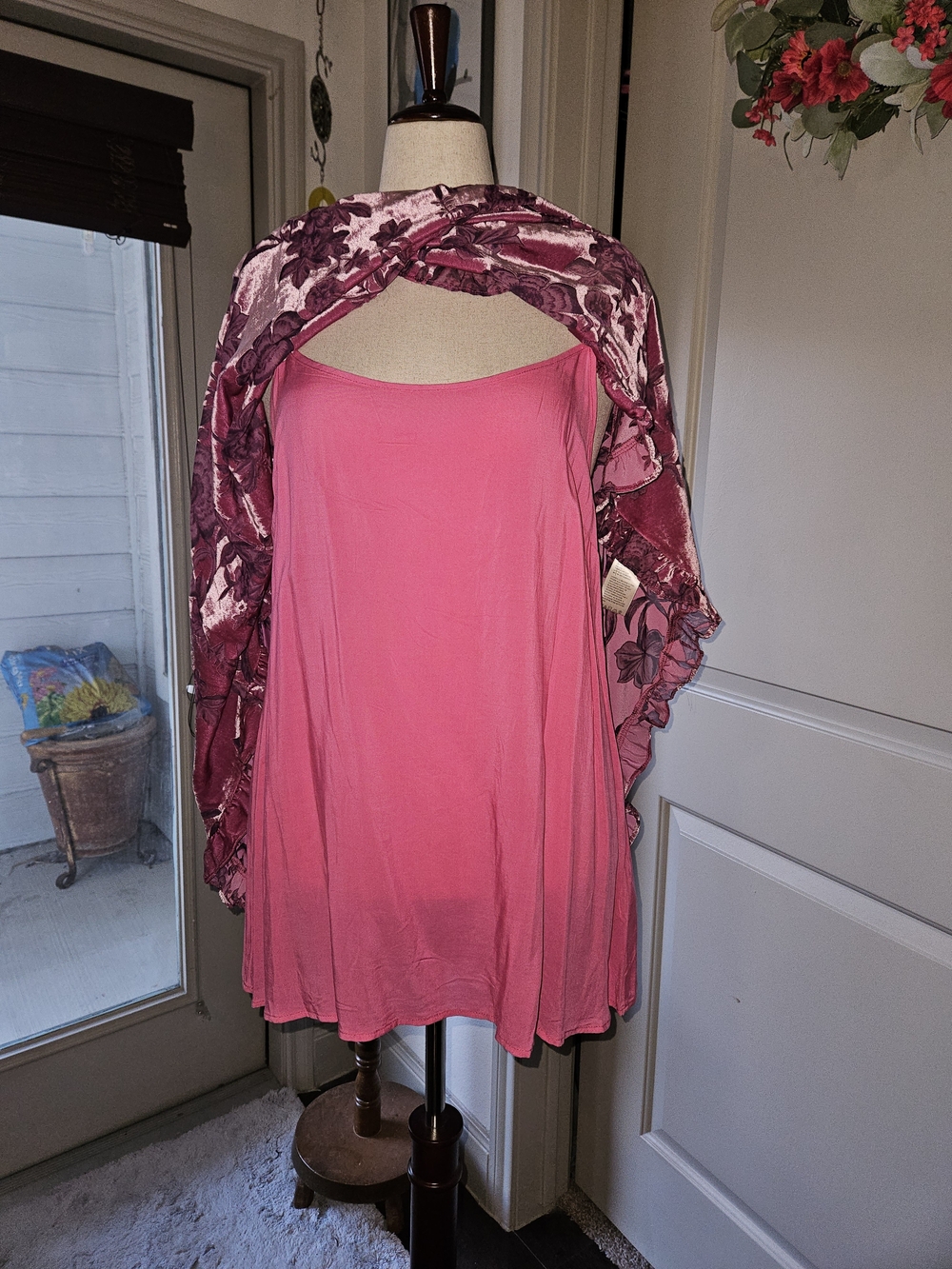 Free People Burnout Rose Velvet Floral Midi Dress - Picture 4 of 7
